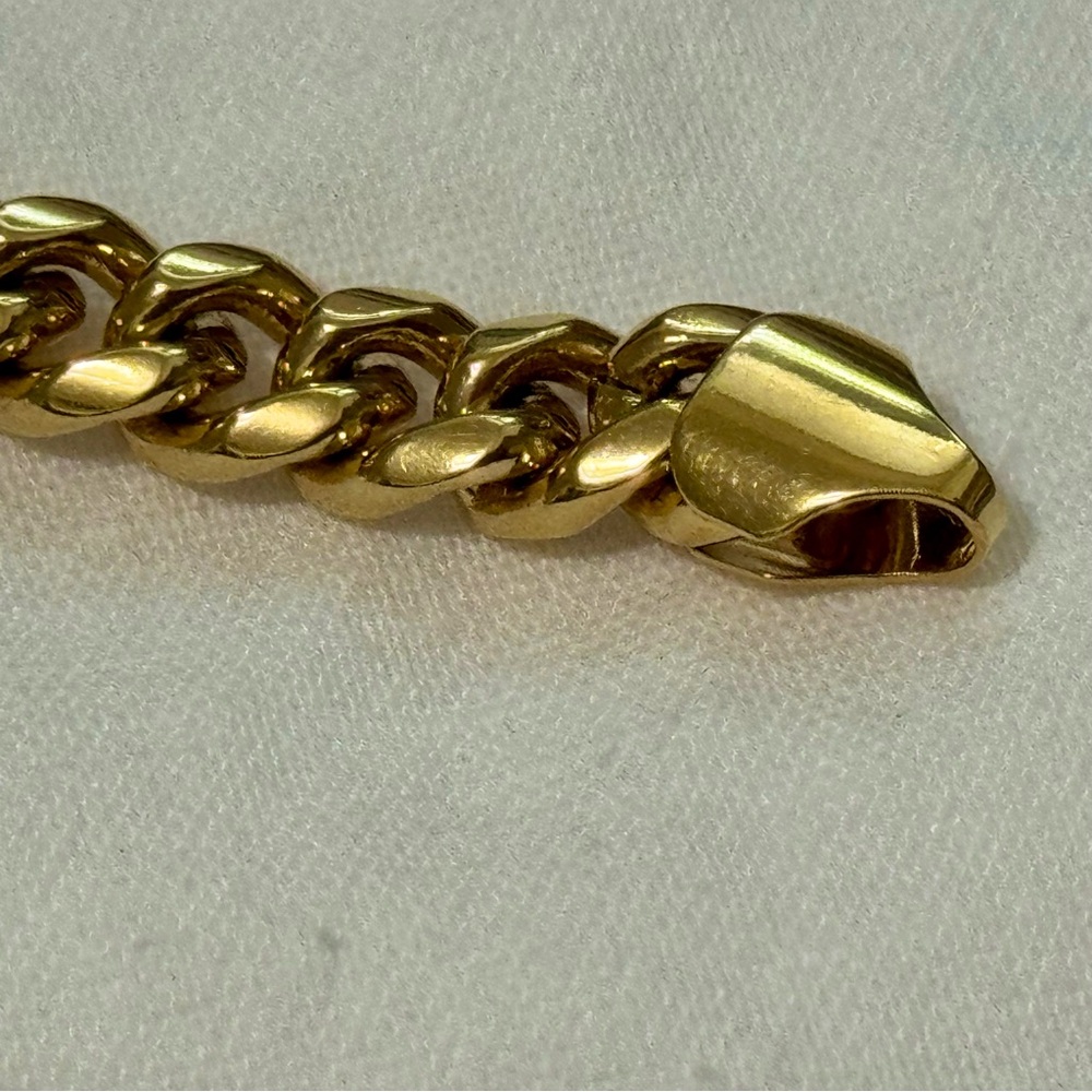 8 mm Solid Curb Link Chain Gold Tone Bracelet Lobster Clasp - Picture 2 of 9